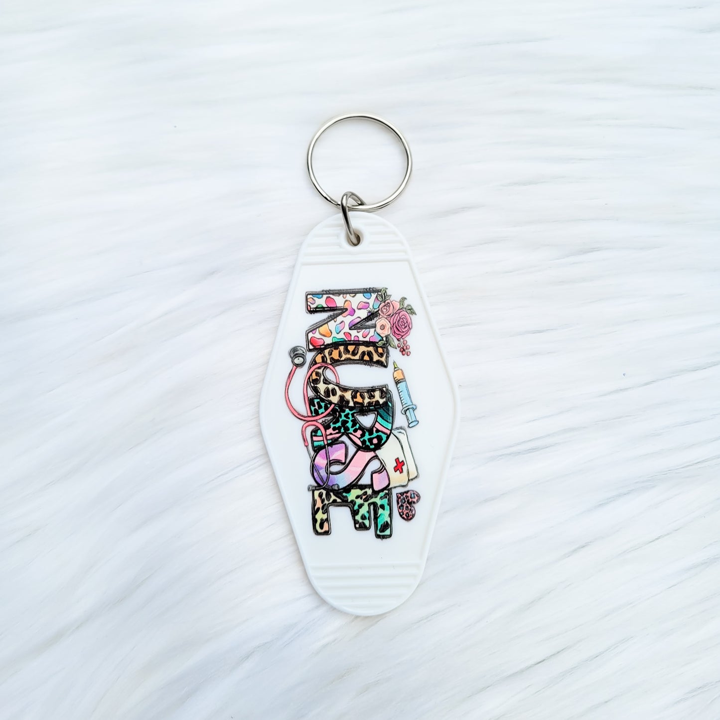 Nurse White Hotel Style Keychain