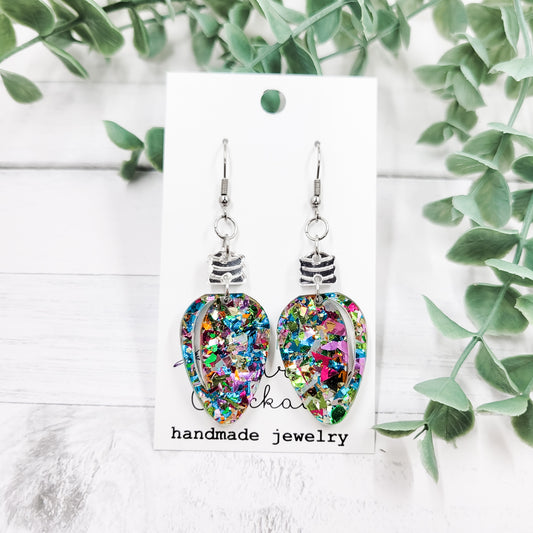 Chunky Party Glitter Christmas Bulb Acrylic Dangle Earrings