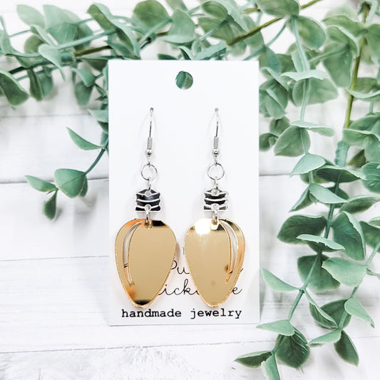 Gold Mirror Christmas Bulb Acrylic Dangle Earrings