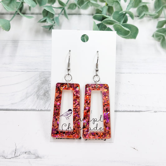 Valentine's Confetti Open Rectangle Dangle Earrings