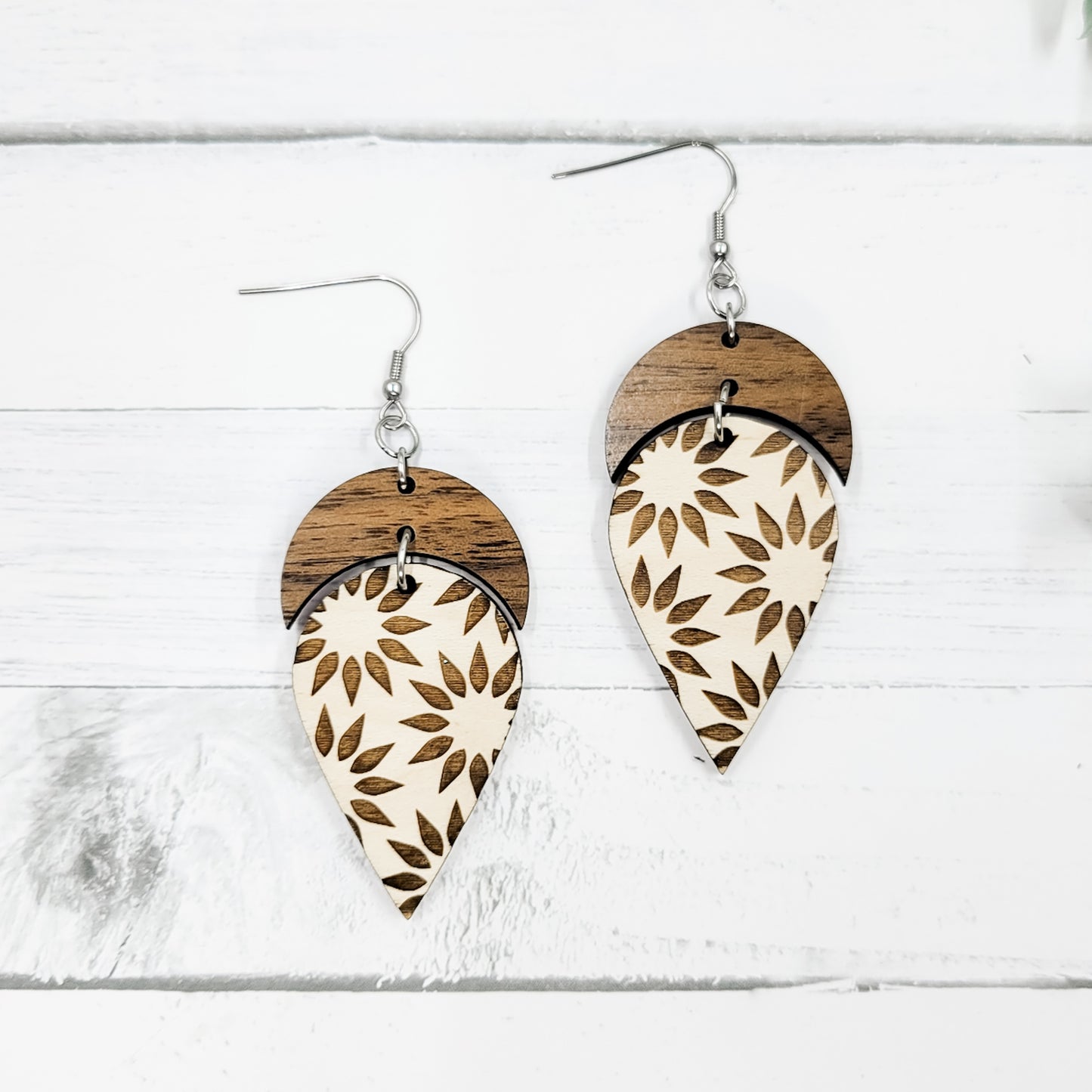 Scattered Suns Boho Wooden Dangle Earrings