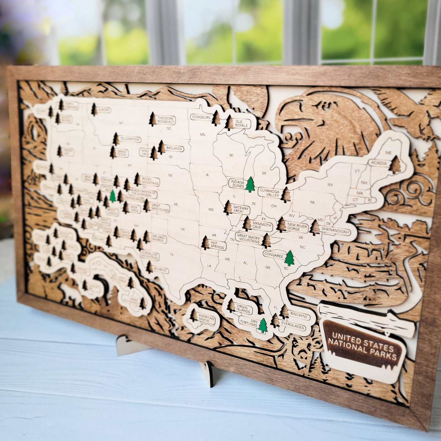 "Wildlife" US National Parks Tracker Map - 18x11