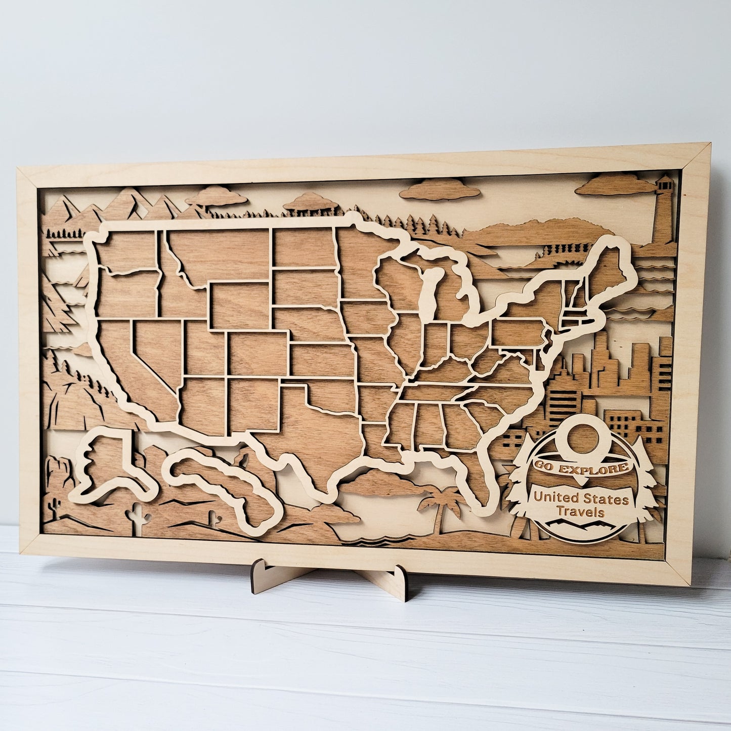United States Travels Tracker Map - 18x11