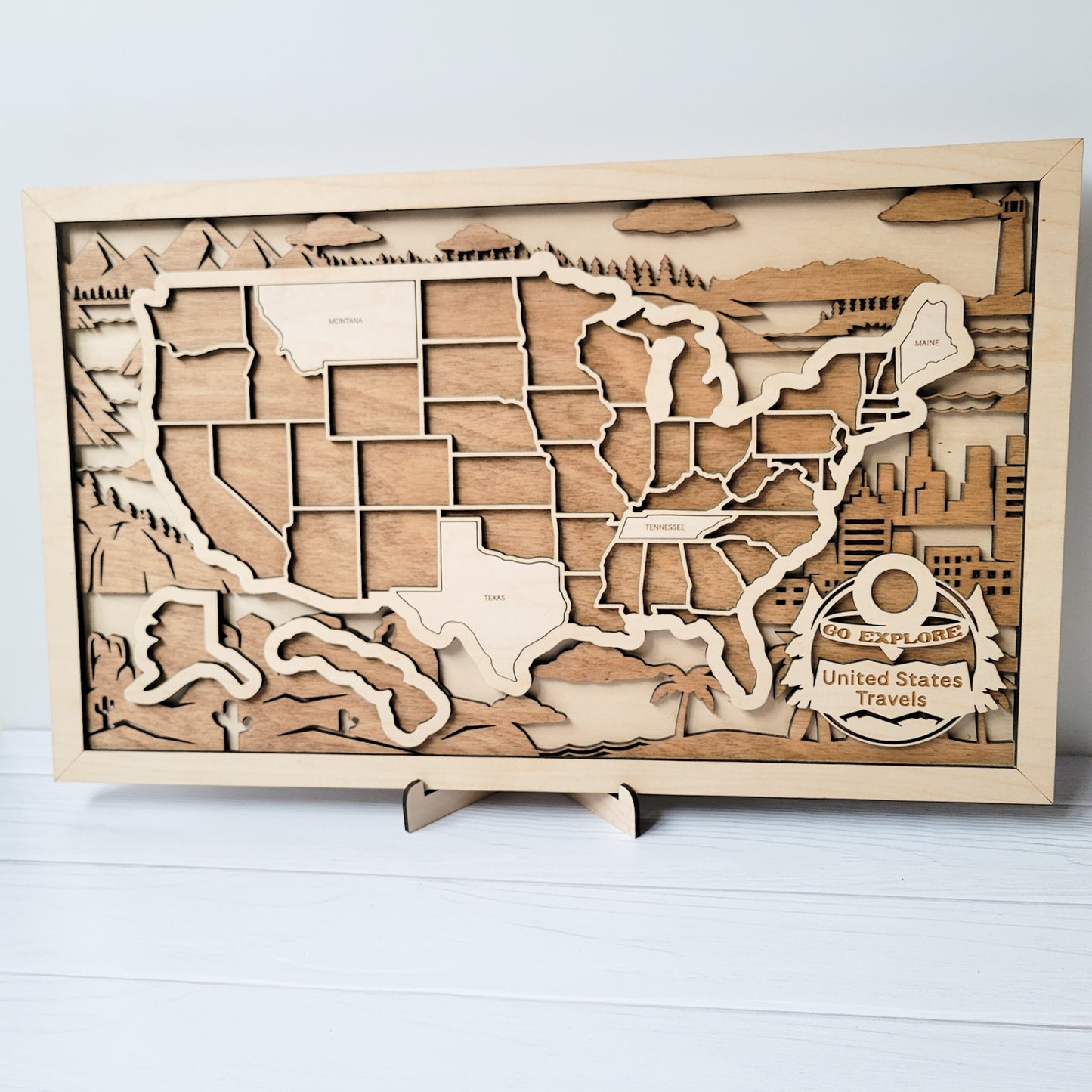United States Travels Tracker Map - 18x11