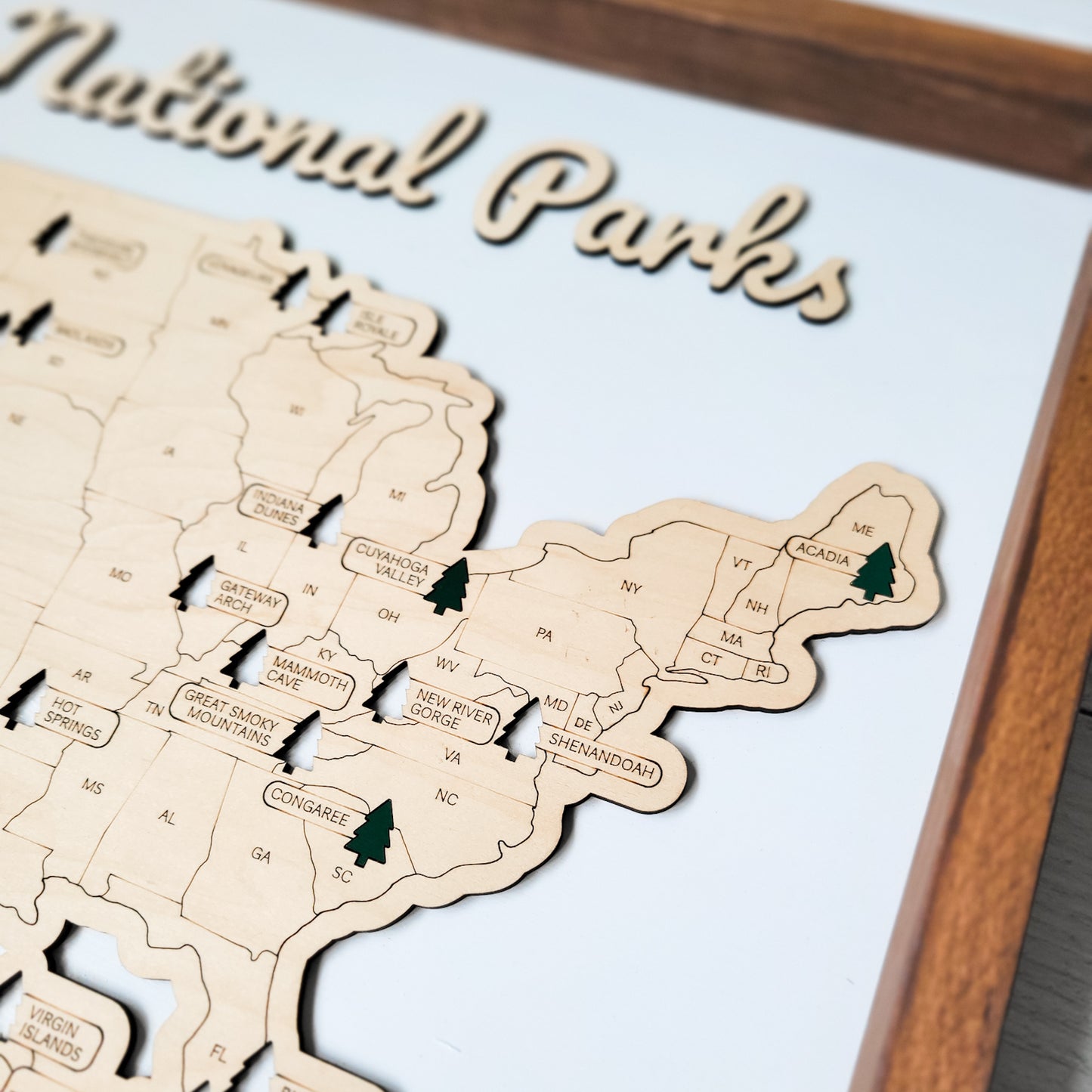 US National Parks Tracker Map - 16x20 - Natural Wood