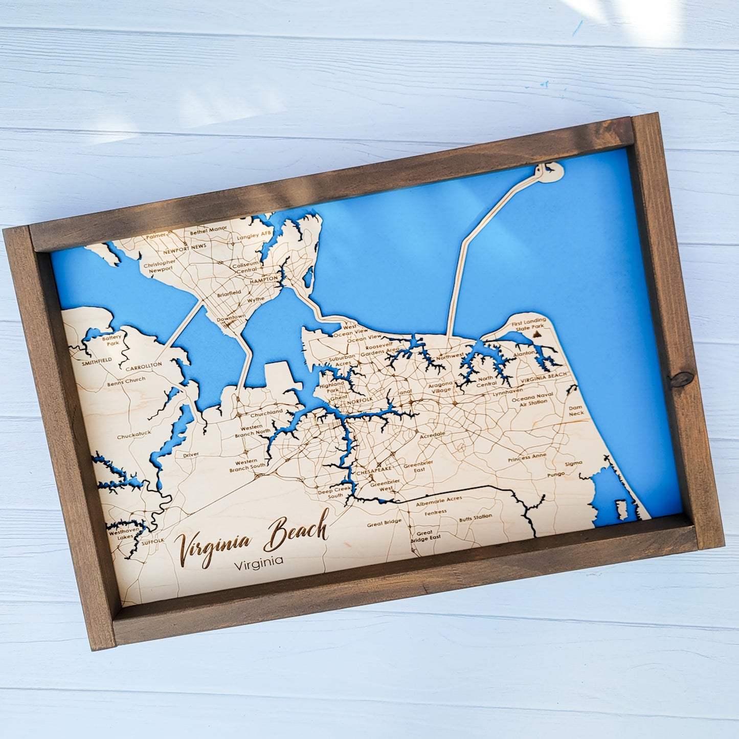 Virginia Beach, Virginia Engraved Map - 12"x18"