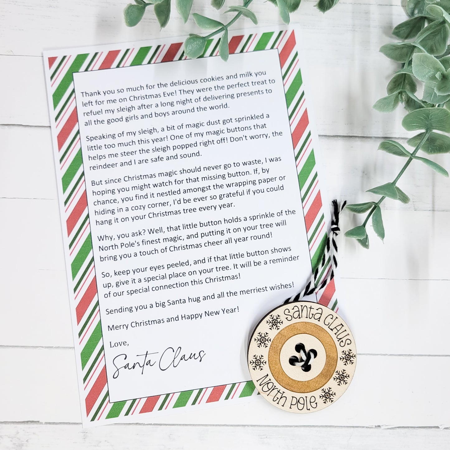 Santa’s Magic Button – Christmas Keepsake Ornament with Letter from Santa