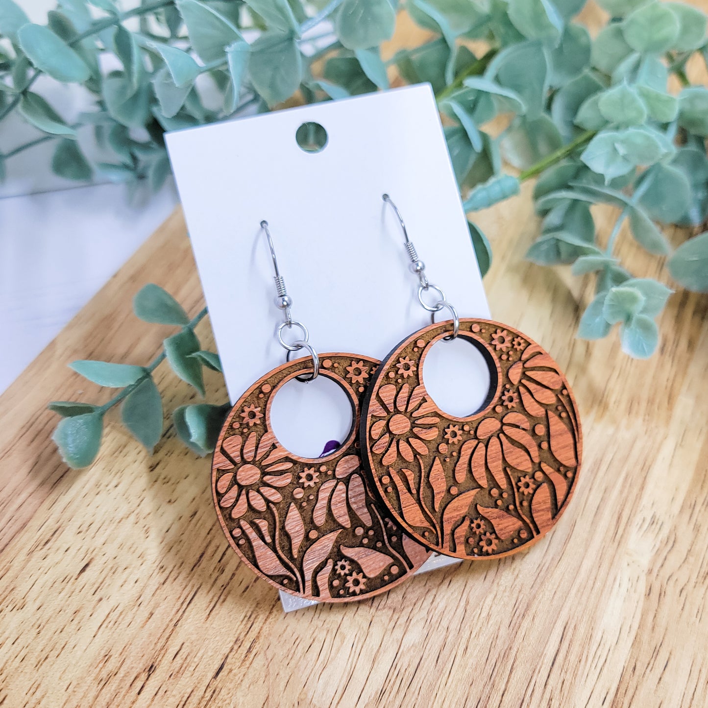 Wildflower Meadow Wooden Dangle Earrings