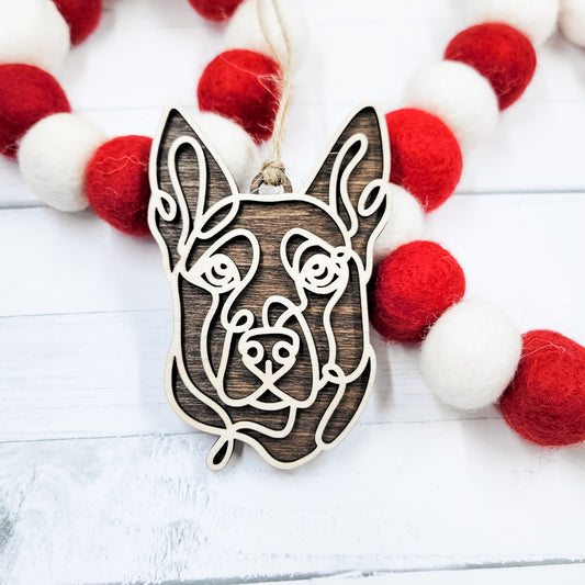 Belgian Malinois Line Art Wooden Ornament