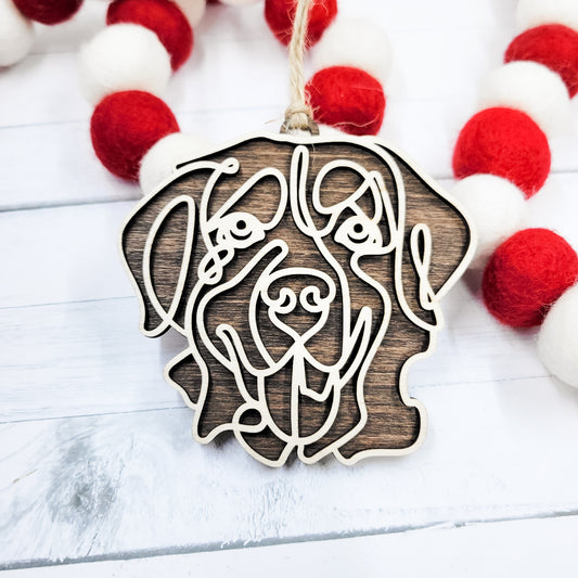 Bernese Mountain Dog Line Art Wooden Ornament