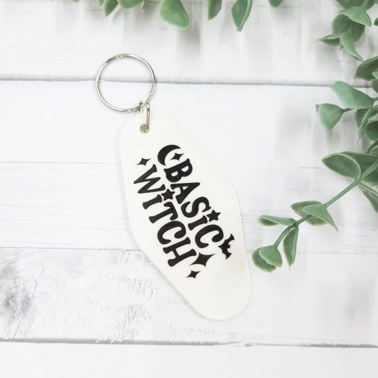Basic Witch White Hotel Style Keychain