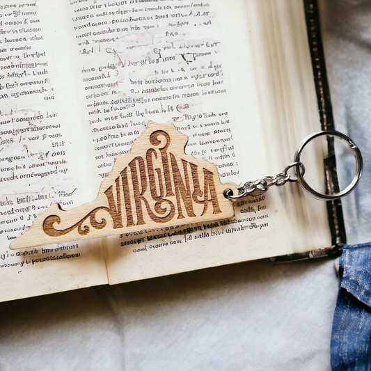 Virginia Engraved Wooden Keychain
