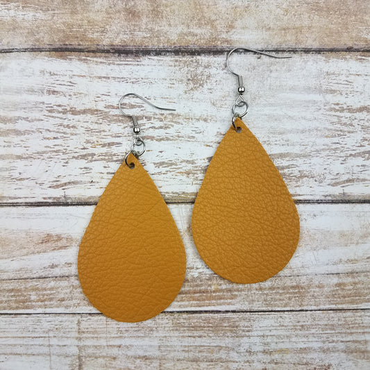 Mustard Leather Drop Earrings