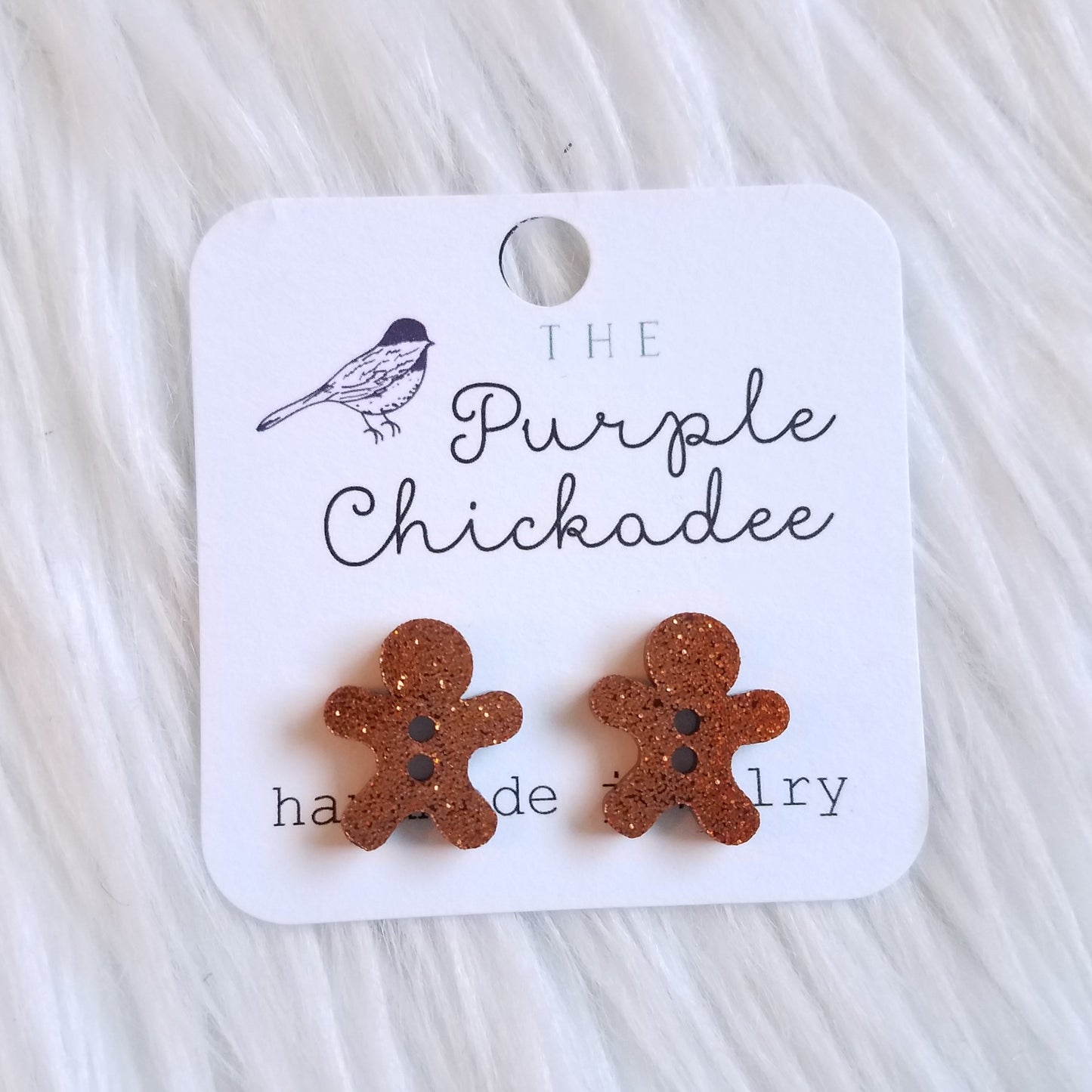Glitter Gingerbread Stud Earrings