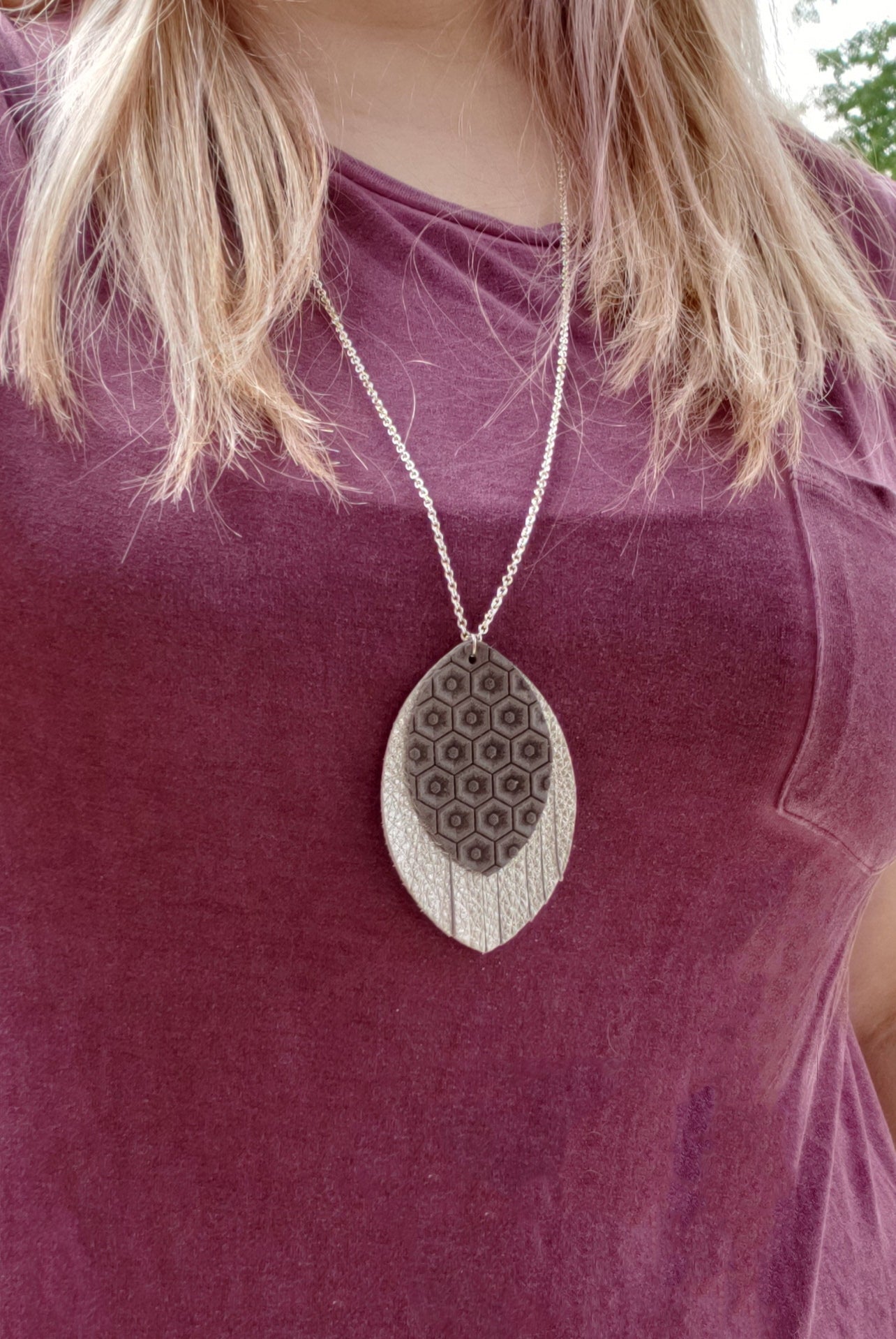 Mustard Poppies and Silver Fringe Necklace