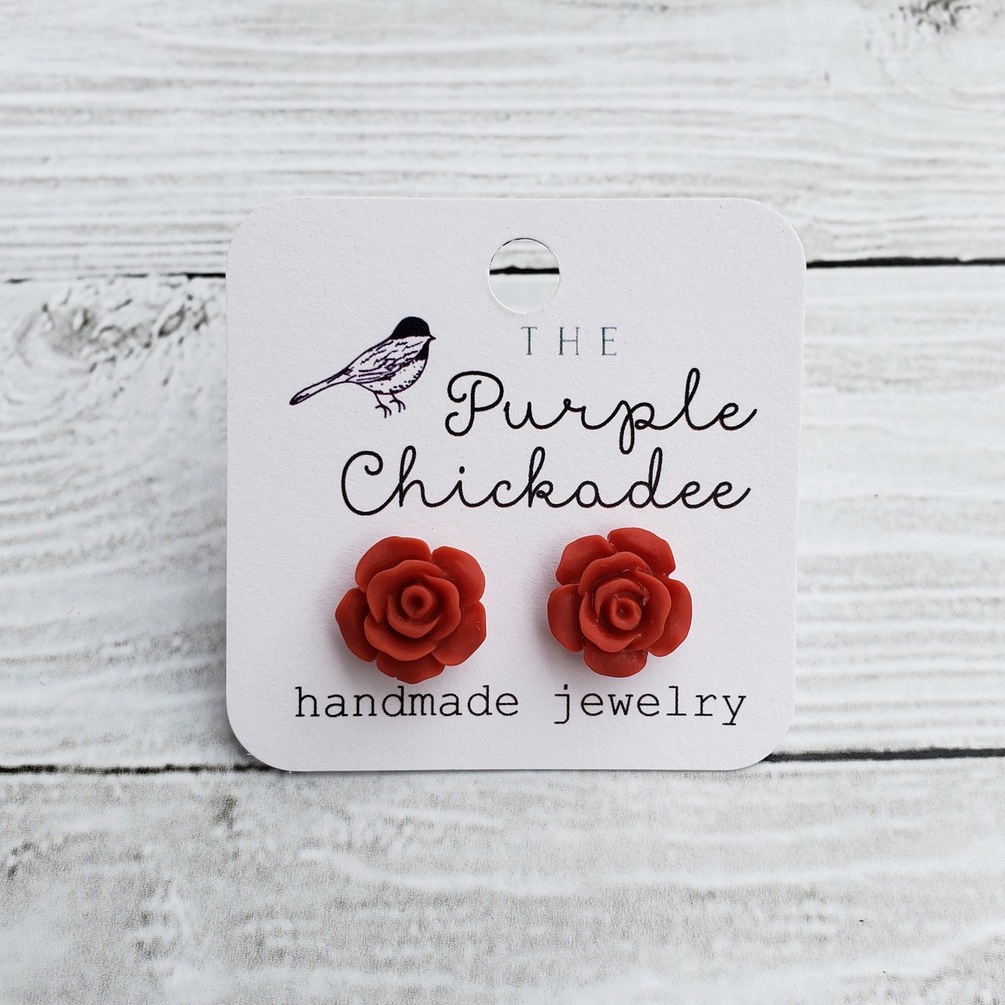 Red Rose Earrings - Titanium Hypoallergenic