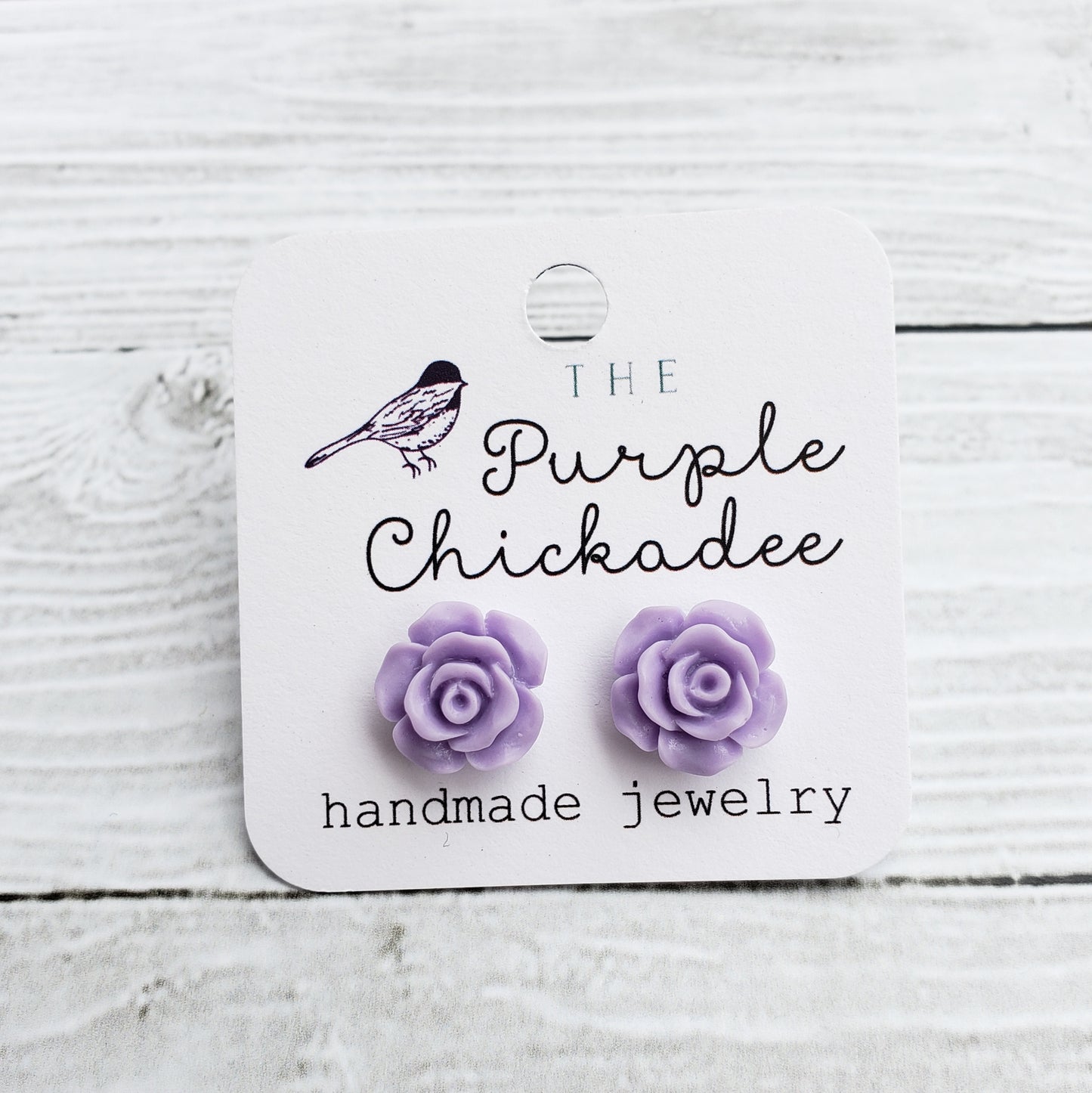 Lavender Rose Earrings - Titanium Hypoallergenic