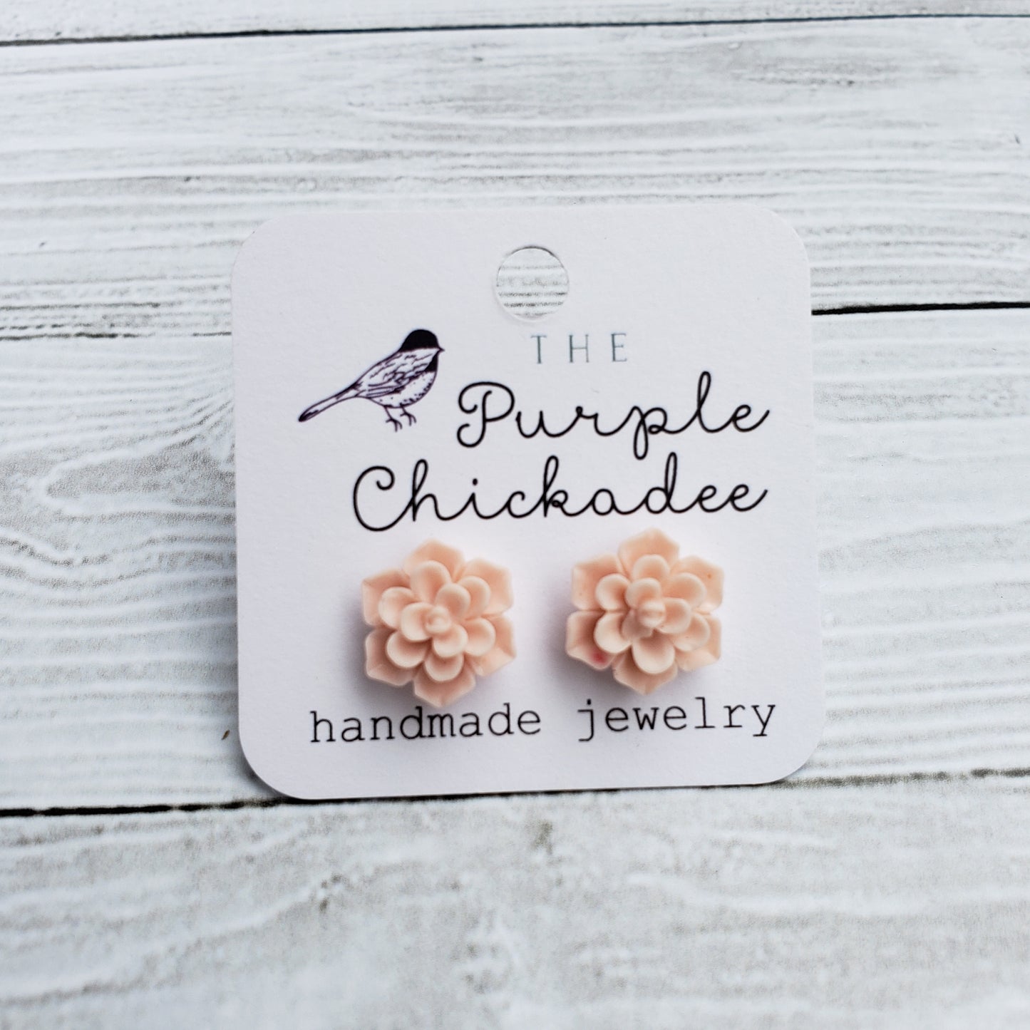 Light Pink Succulent Earrings - Titanium Hypoallergenic