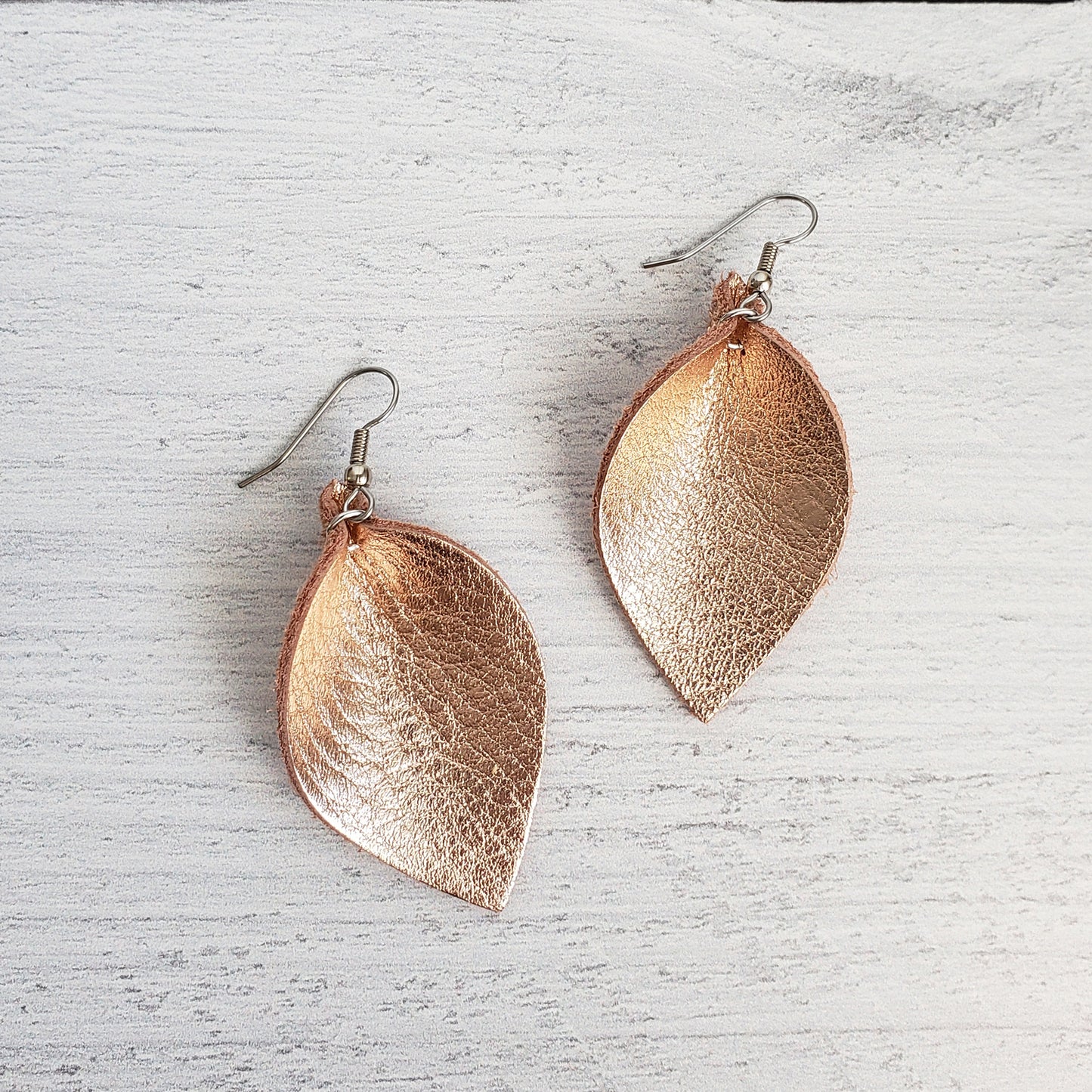 Mini Rose Gold Leaf Earrings