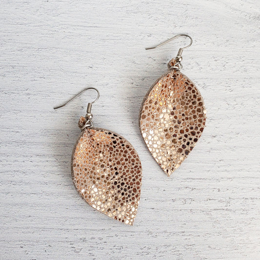 Mini Rose Gold Stingray Leaf Earrings