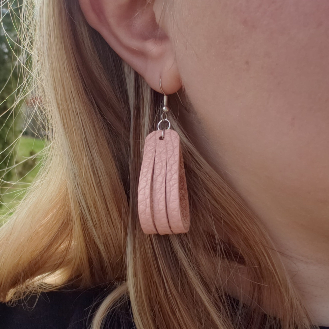 Iconic Blue Mini Sliced Leather Earrings