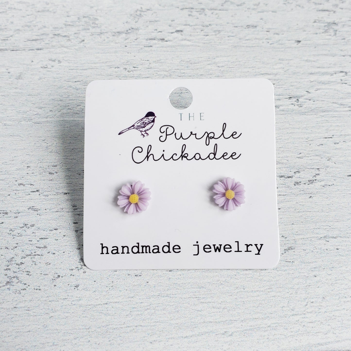 Mini Lavender Daisy Acrylic Earrings - Titanium Hypoallergenic