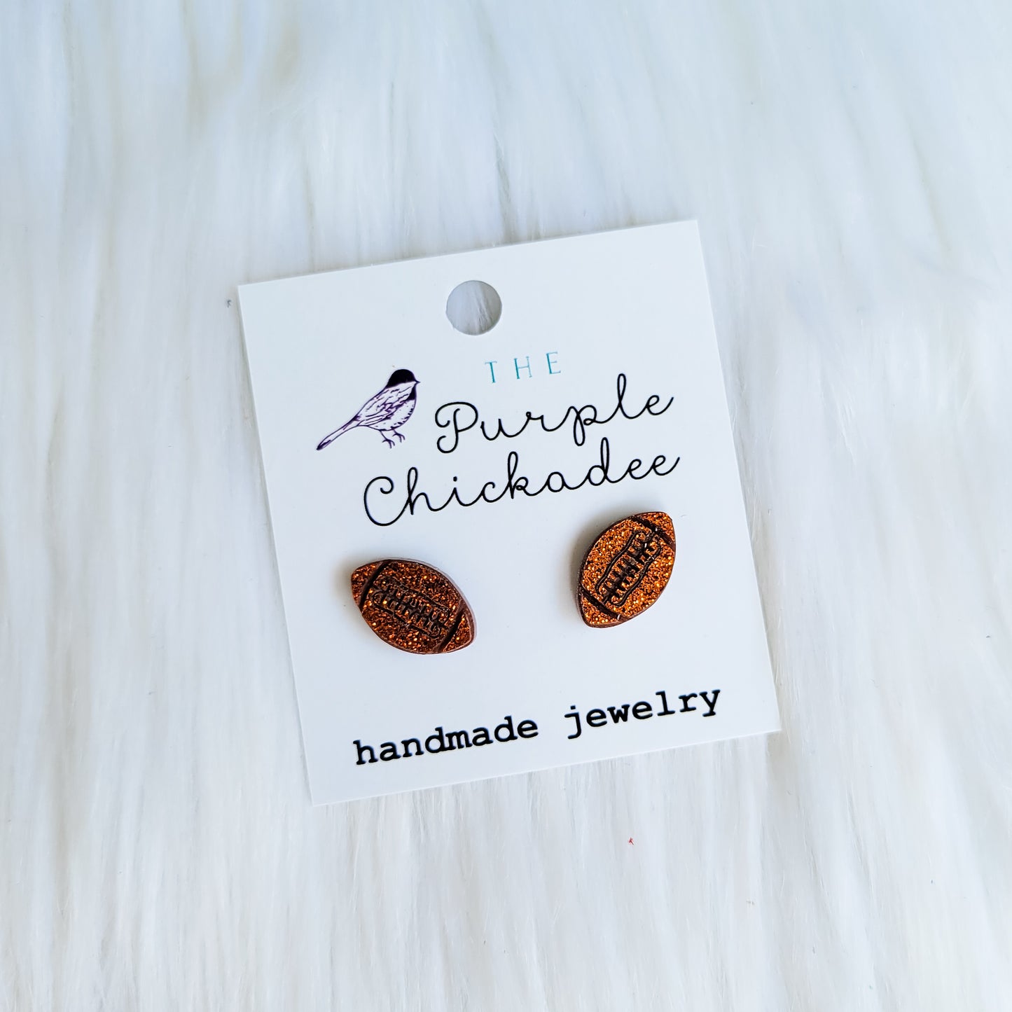 Glitter Football Acrylic Earrings - Titanium Hypoallergenic