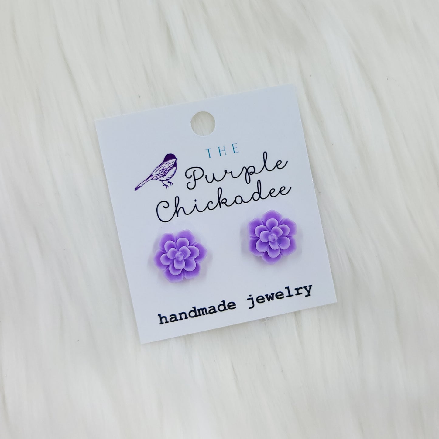 Lavender Succulent Earrings - Titanium Hypoallergenic