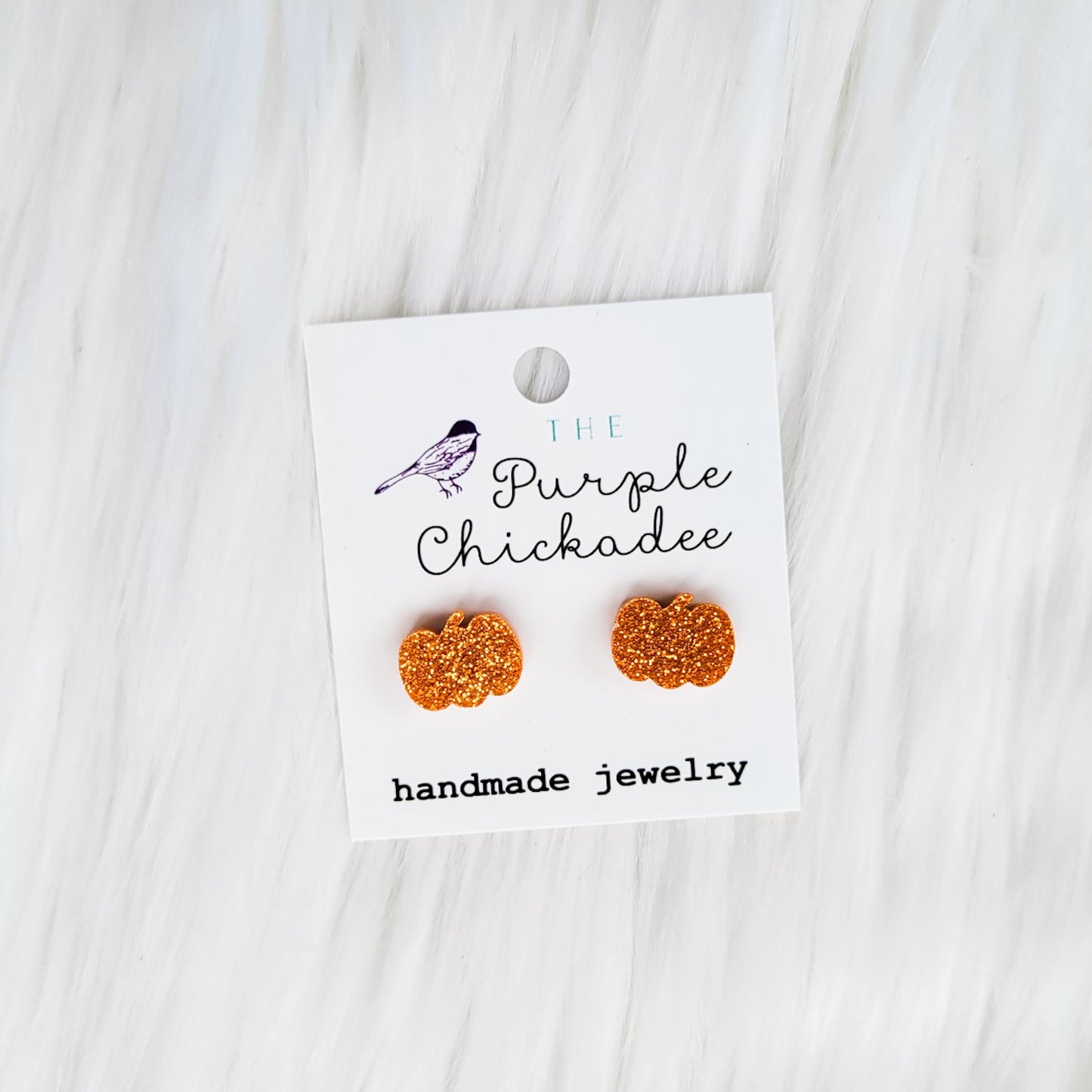 Orange Pumpkin Acrylic Earrings - Titanium Hypoallergenic