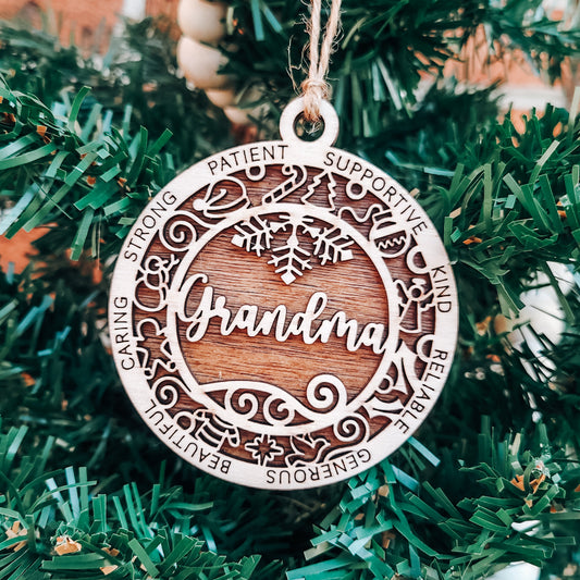 "Grandma" Round Wooden Ornament