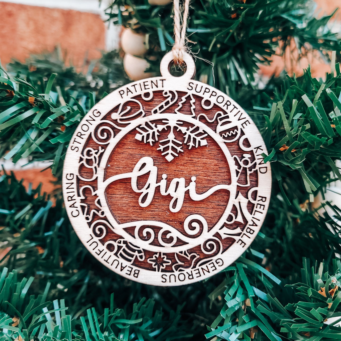 "Gigi" Round Wooden Ornament