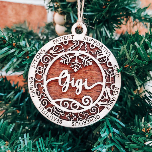 "Gigi" Round Wooden Ornament