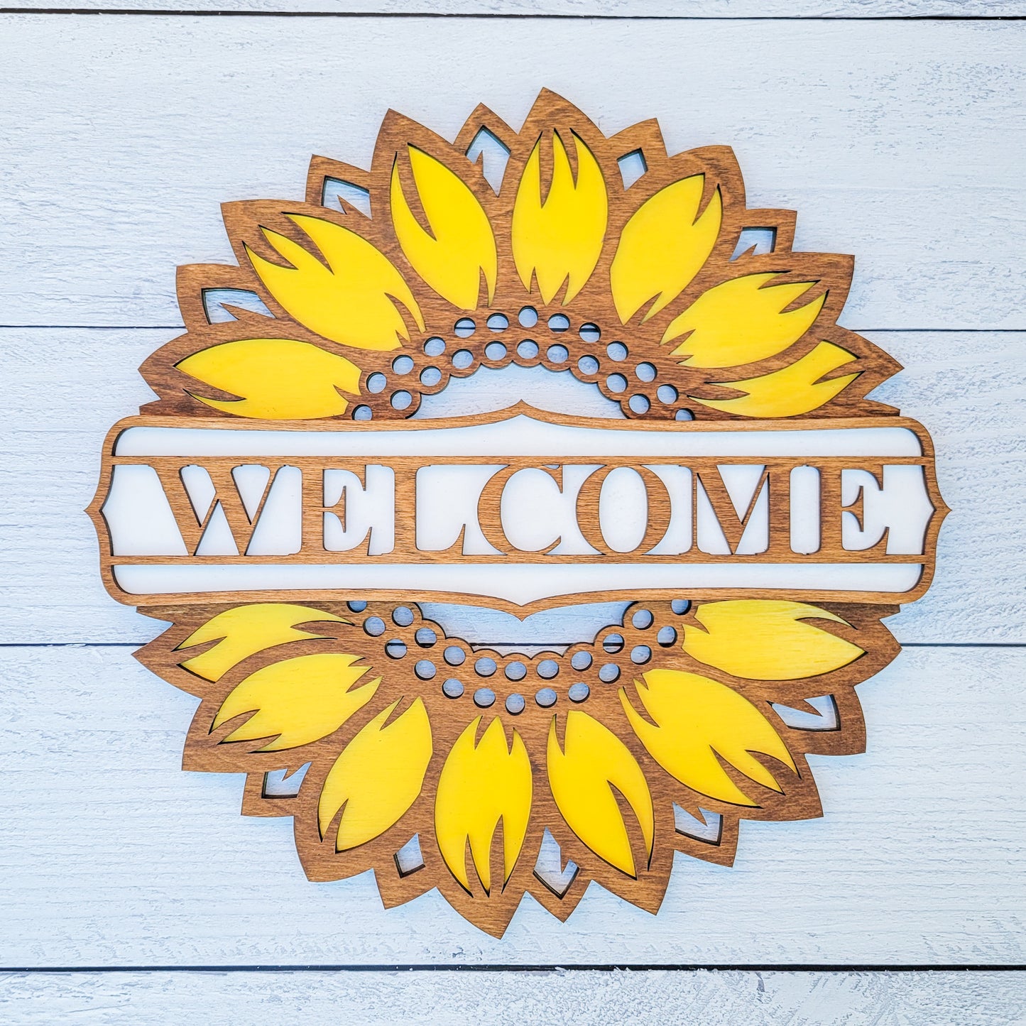 Welcome Sunflower Wooden Door Hanger