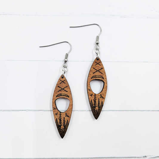 Kayak Wooden Dangle Earrings