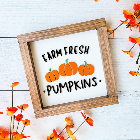 Farm Fresh Pumpkins Rustic Wood Framed Sign