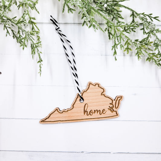 "Home" Virginia Wooden Ornament