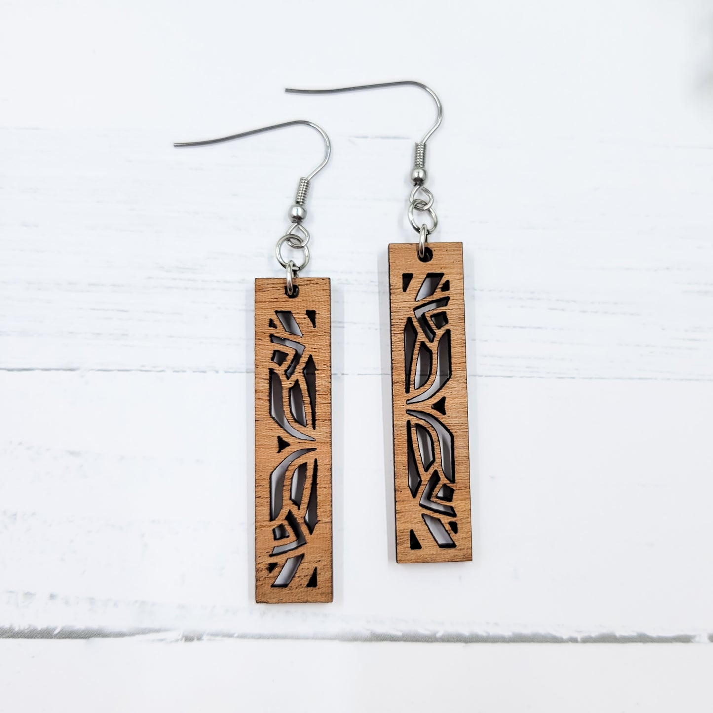 Mandala Bar Wooden Dangle Earrings