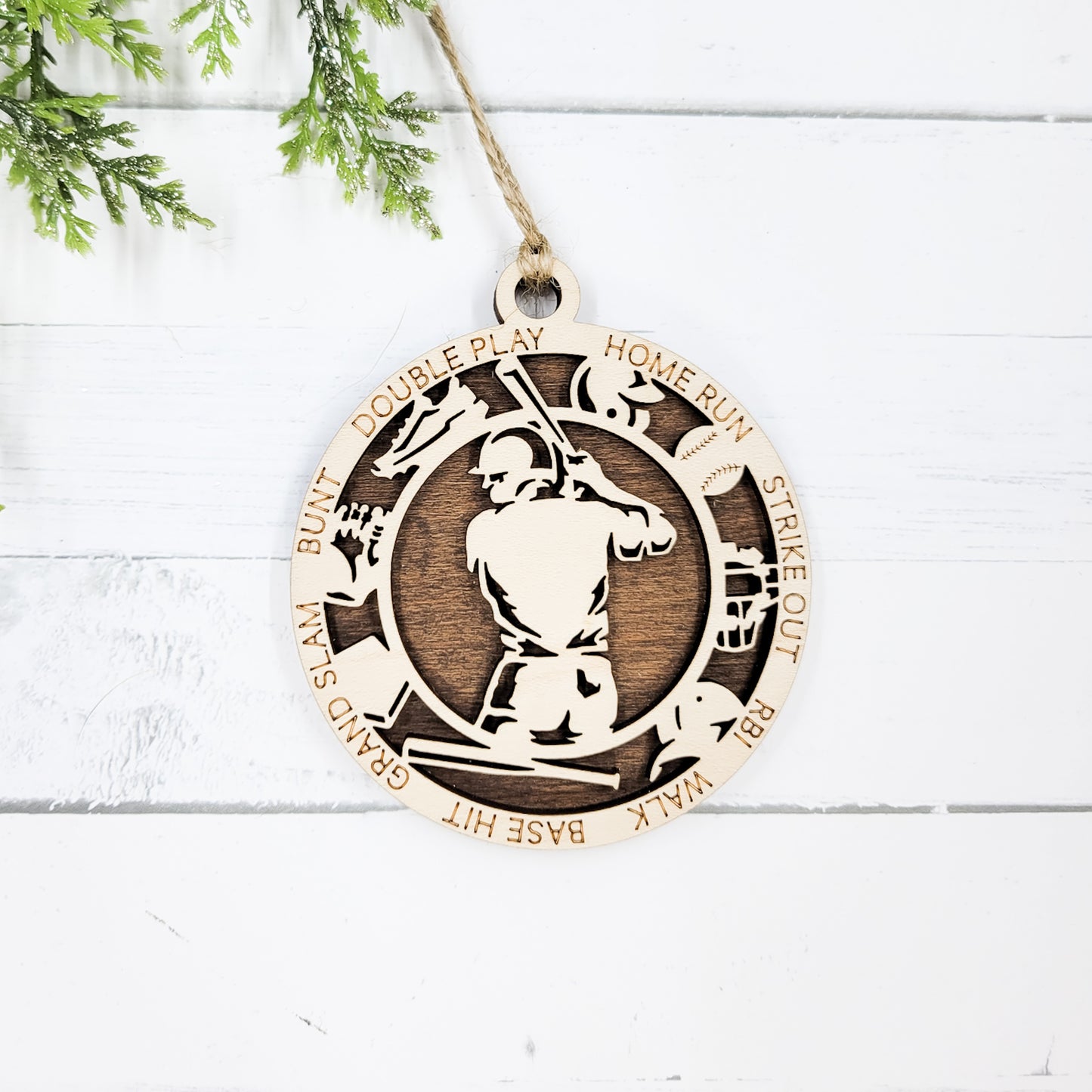 Baseball Icons Round Wooden Ornament