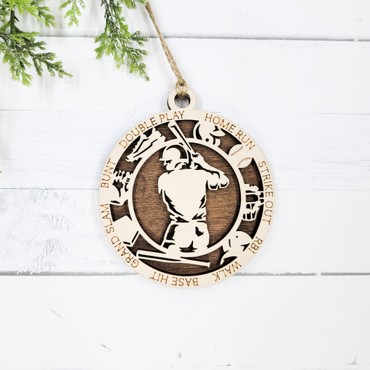 Baseball Icons Round Wooden Ornament