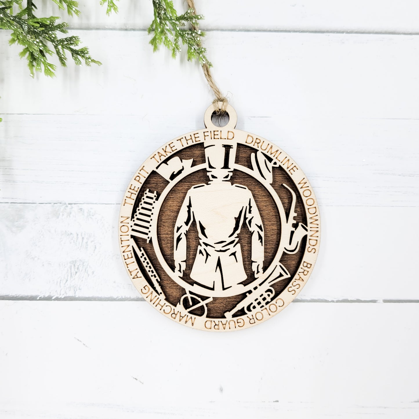 Male Band Icons Round Wooden Ornament