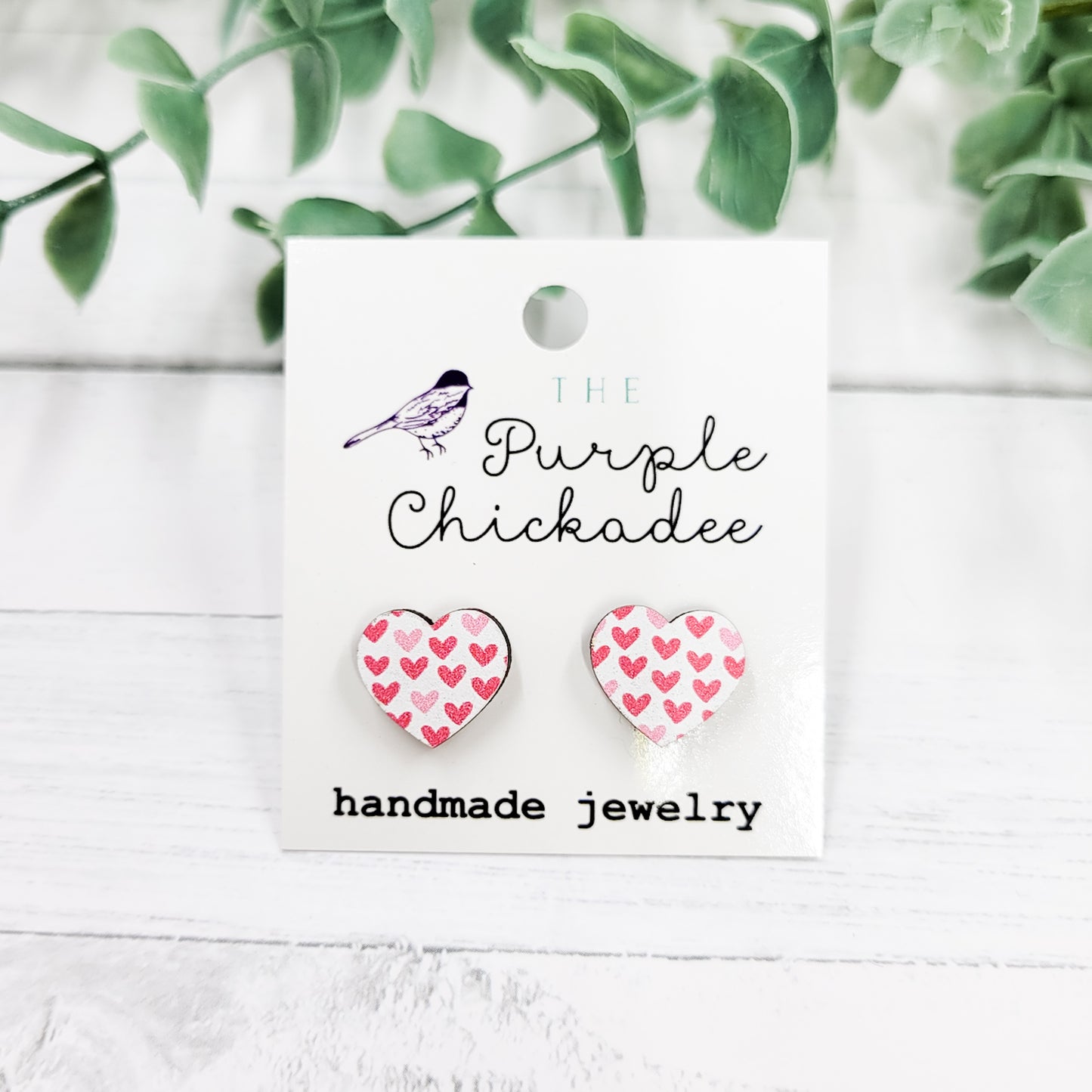 Mini Hearts Wooden Heart Stud Earrings