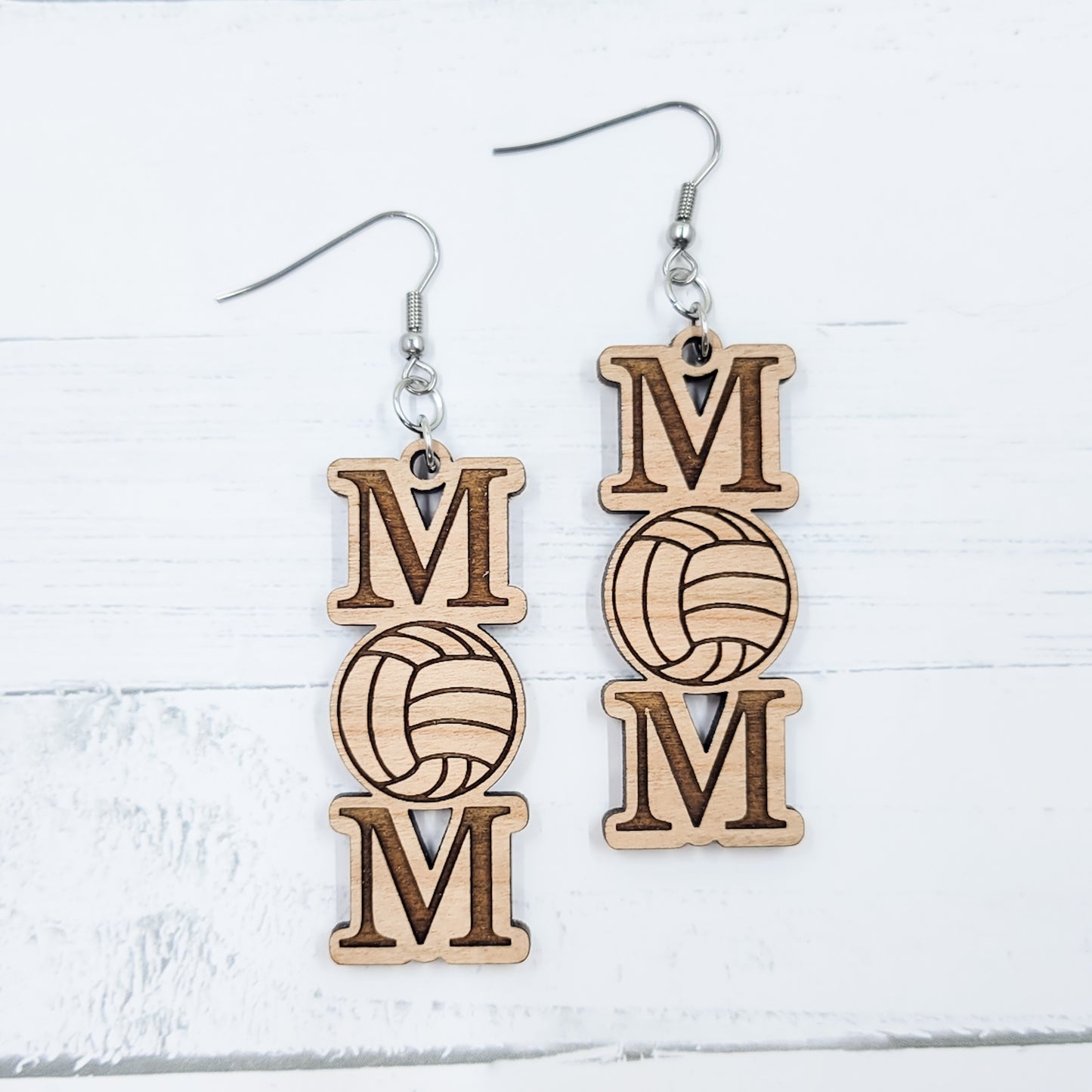 Volleyball Mom Wooden Dangle Earrings