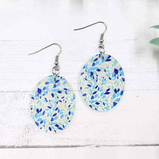 Beach Mosaic Acrylic Oval Dangle Earrings