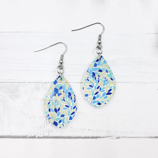 Beach Mosaic Acrylic Pointed Teardrop Dangle Earrings