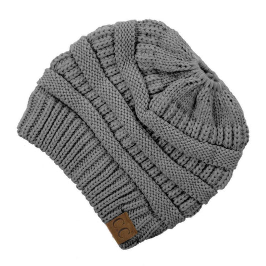 Messy Bun CC Beanie - Light Melange Gray