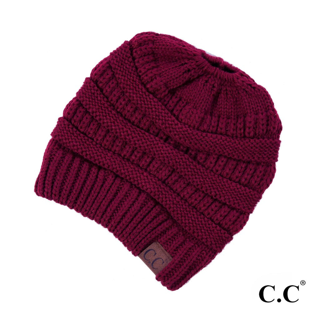 Messy Bun CC Beanie - Burgundy