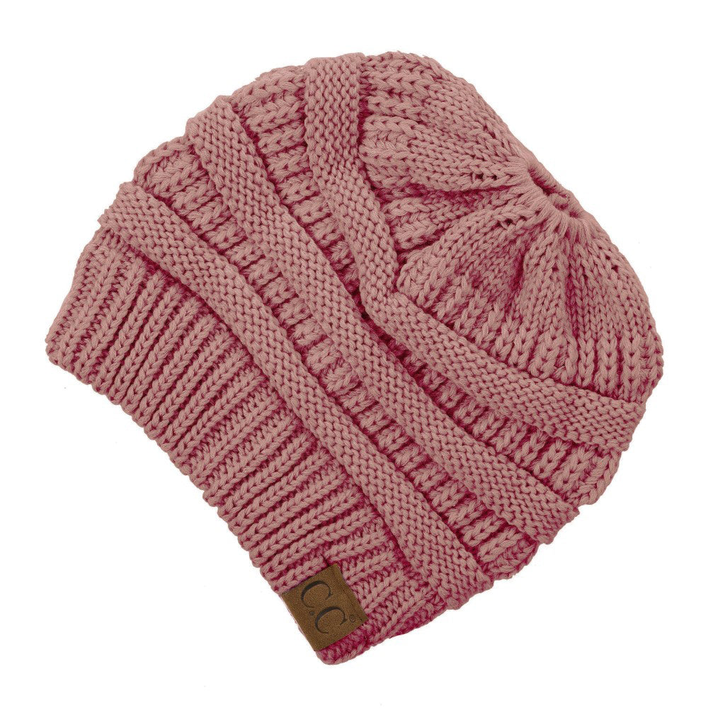 Messy Bun CC Beanie - Mauve