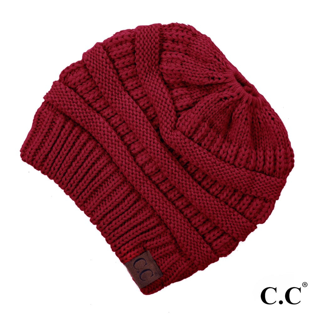 Messy Bun CC Beanie - Red