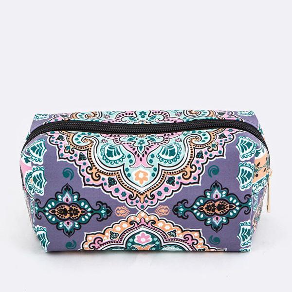Purple Paisley Printed Cosmetic Bag
