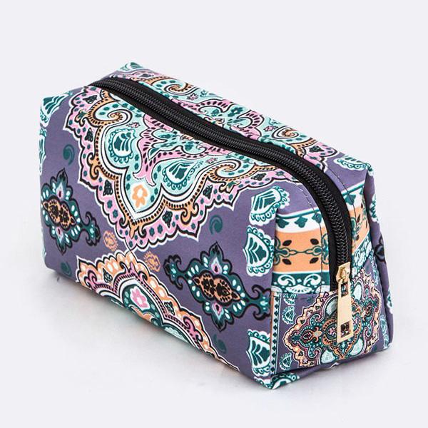 Purple Paisley Printed Cosmetic Bag